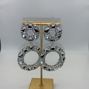 Clear/Silver Rhinestone 3” Dangle Earrings